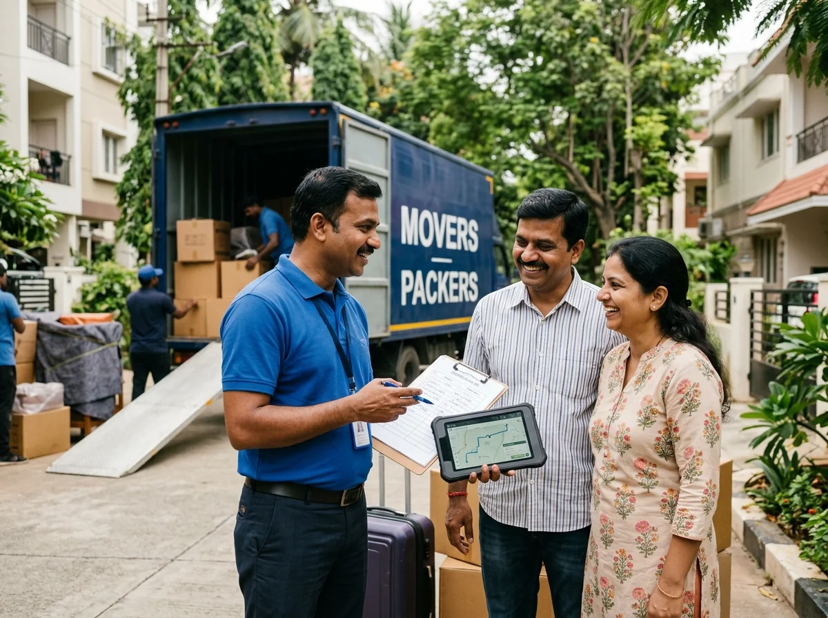 LG Packers & Movers logistics team discussing move plan with client in Bangalore